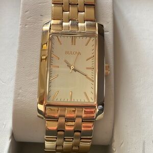 Bulova Women's Gold Rectangular Watch
